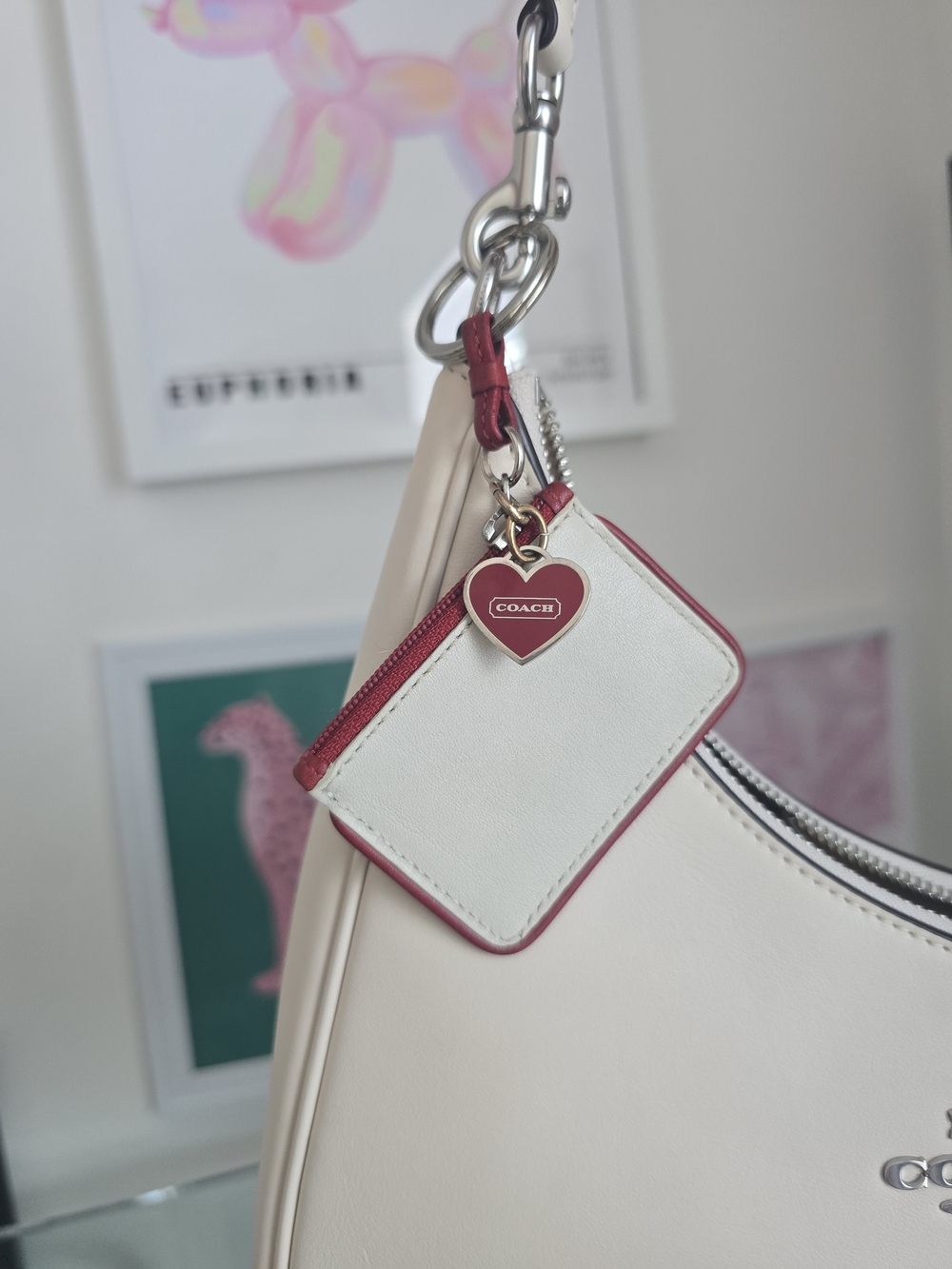 Rare Y2k Coach Micro Pouch Keychain With Heart Charm